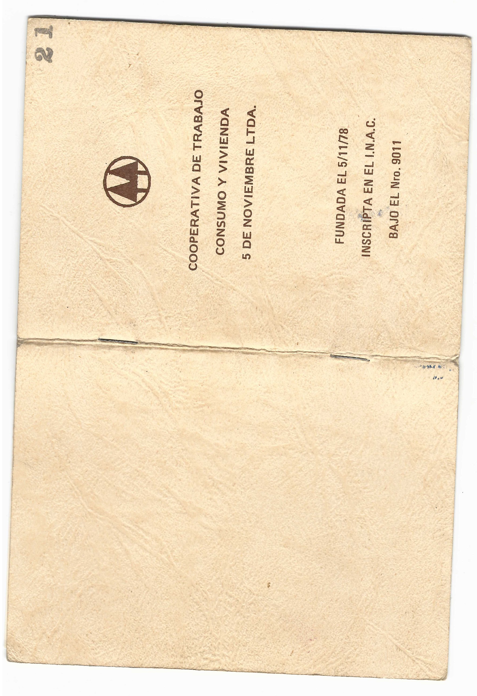 Carnet de la Cooperativa 5 de Noviembre